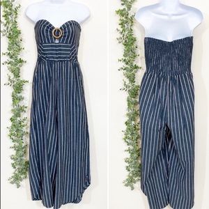 Striped tube jumpsuit